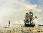 Johann Barthold Jongkind Norwegian Naval Ship Leaving the Port of Honfleur oil on canvas